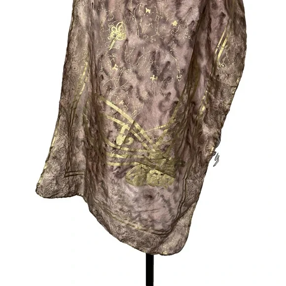 Turkish Silk Pashmina Scarf Wrap Brown Gold Shawl Elegant Soft Lightweight Gift - Picture 2 of 5